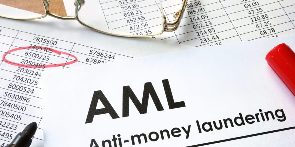 Paper with words Anti-money laundering (AML)